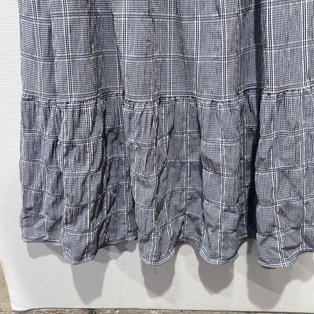 Max Studio London Blue Plaid Tiered Maxi‎ Skirt Elastic Waist Cottagecore Preppy - Picture 3 of 11